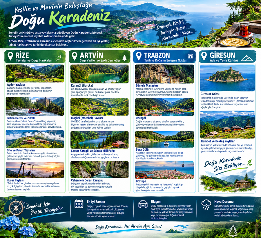 Doğu Karadeniz Bölgesinde Gezilecek Yerler