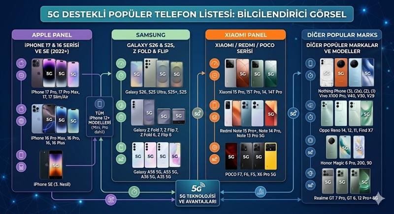 5 g destekleyen telefon listesi